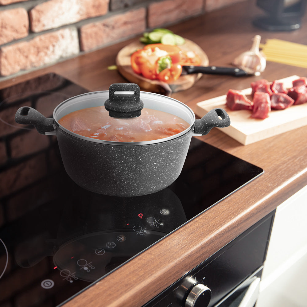 SQ Professional Zoya Forged Stockpot Set of 4 Marbled Grey 11718 (Big Parcel Rate)