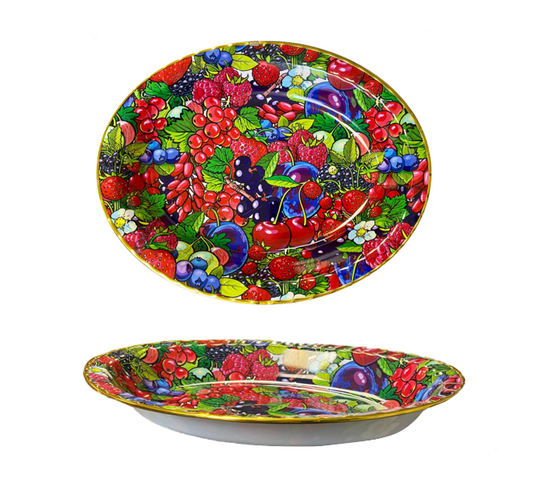 Plastic Oval Coffee Tea Serving Tray with Printed Design 45cm x 35 x 5cm Assorted Designs 1387 (Parcel Rate)