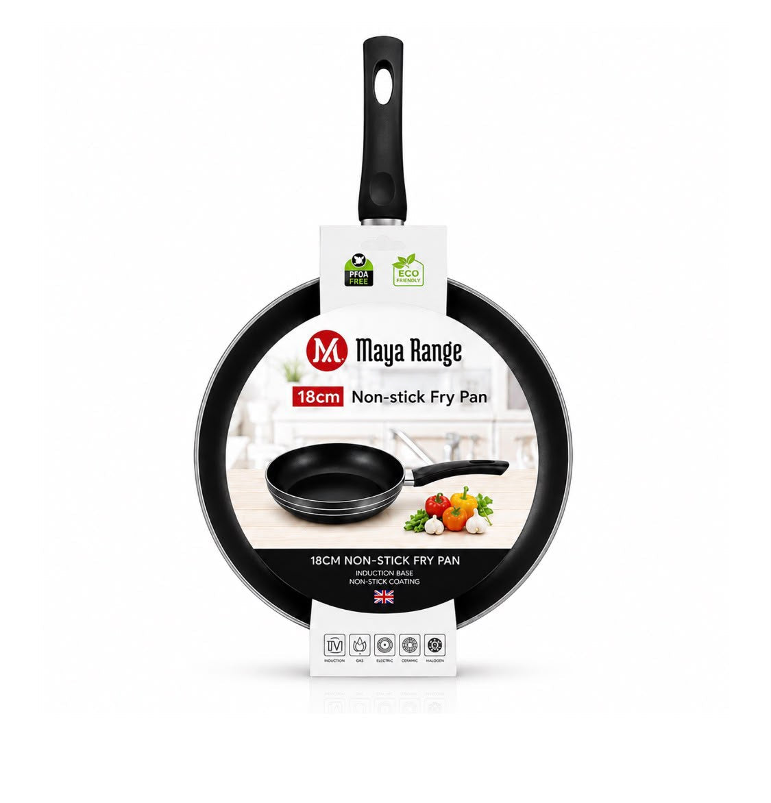 18cm Black Non-Stick Induction Pressed Frypan 2.0mm SKU MR1256