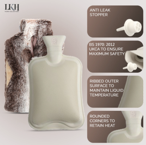 Hot Water Bottle-2L+Cover+Pocket+Poms SKU 2353