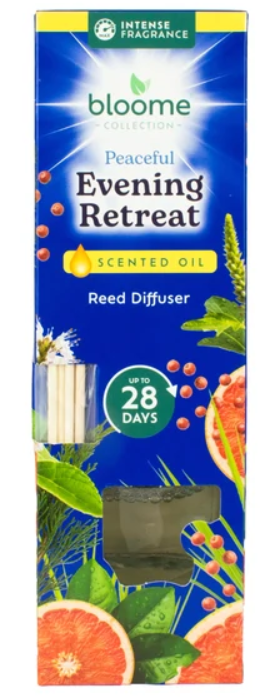 Bloome Collection Scented Oil Reed Diffuser for a Calming Grounded Atmosphere Peaceful Evening Retreat 30ml Up to 28 Days SKU MW-5056683934847-PP