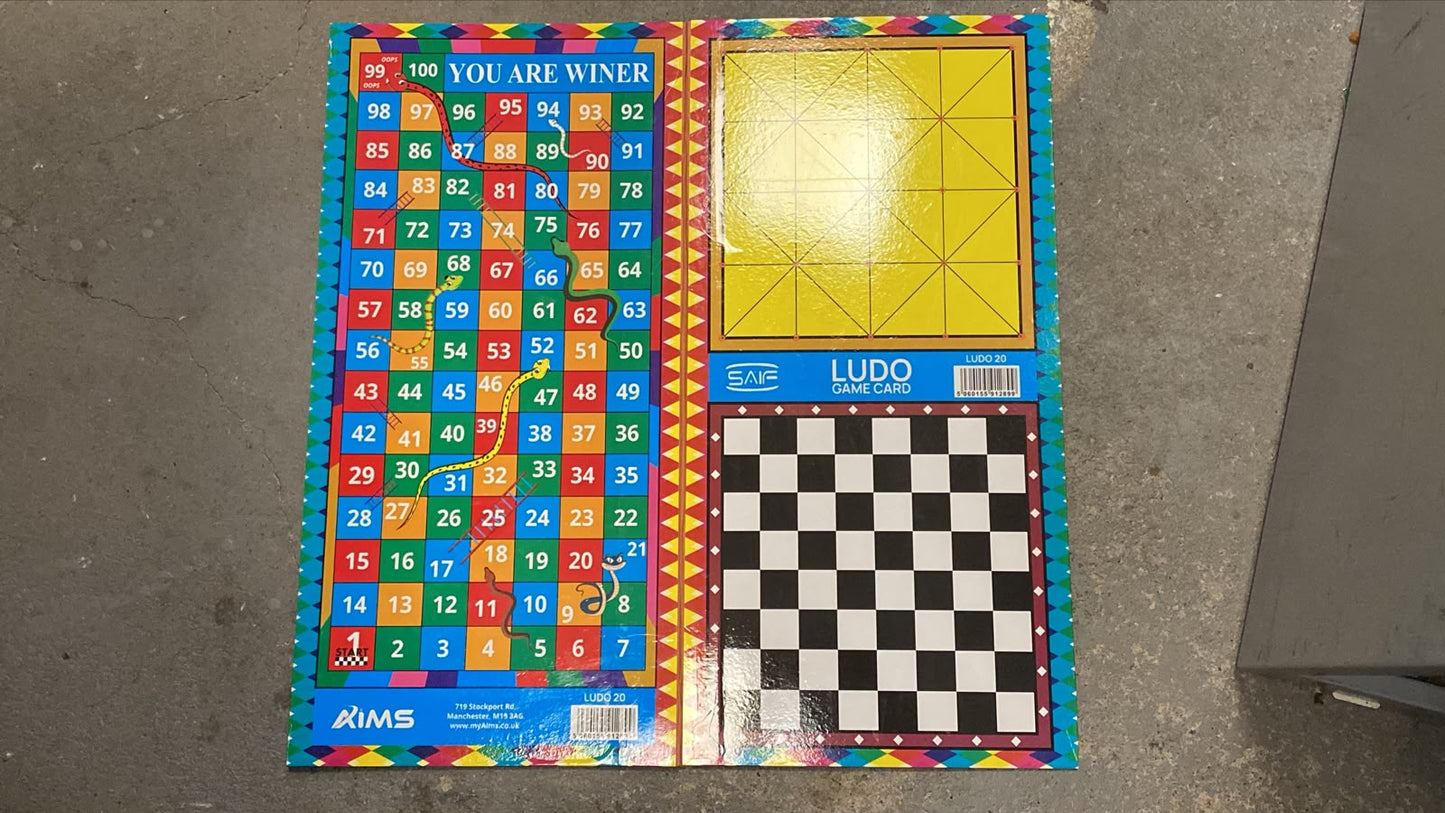 All In One Boardgames (Ludo, Chess, Alquerque, Snakes and Ladders) SKU-LUDO20 Closed26x52x1cm Open52x52x1cm 650g