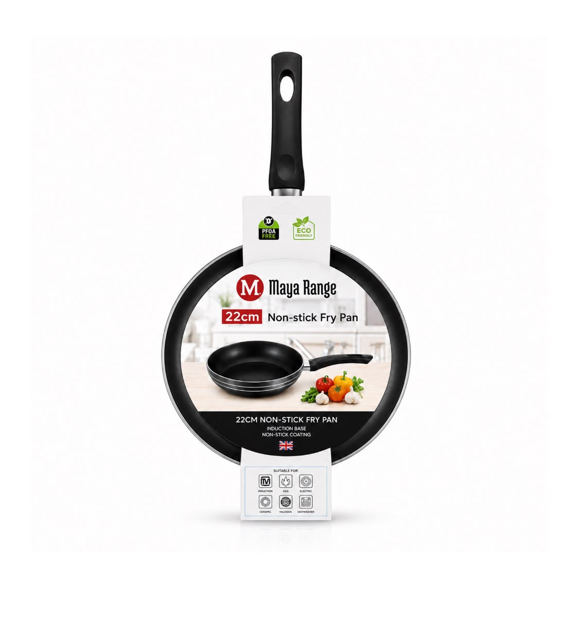 22cm Black Non-Stick Induction Pressed Frypan 2.0mm SKU MR1258