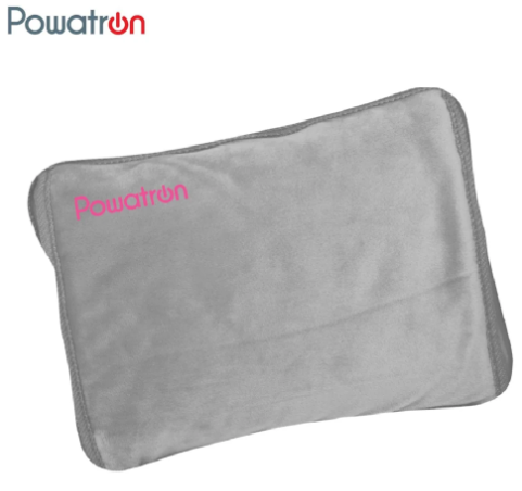 Powatron Rechargeable Electric Hot Water Bottle for Fast Pain Relief and Comfort Sherpa Cover 30x20cm 430W 10-Minute Charge Grey SKU MW-5056422620284-PP