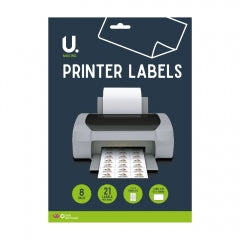 Printer Labels, 8 Sheets of 21 Labels 30x22x2cm 110g SKU P2569