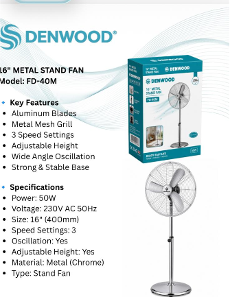 Standing Metal Fan 16" FD-40M 230V AC 50Hz