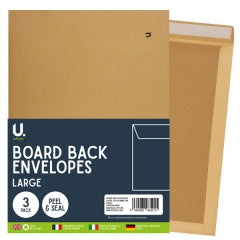 C4 Board Back Envelopes 229x324mm, 3pk 32.4x22.9x0.3cm 88g SKU P2244