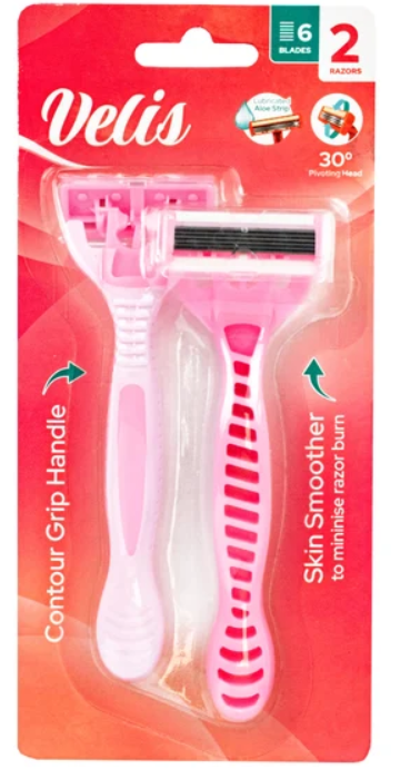 Velis Womens 6 Blade Razor 2 Pack 55g SKU 317174