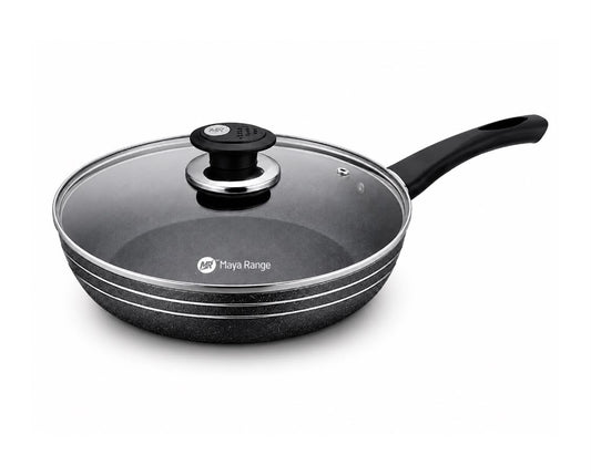 20cm Black Non-Stick Frypan with Lid 2.0mm SKU MR1268