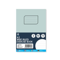 U. A5 Wide Ruled Exercise Book 80 Pages 70gsm 21x14.8x0.8cm 160g SKU MW-5056709017684-PP
