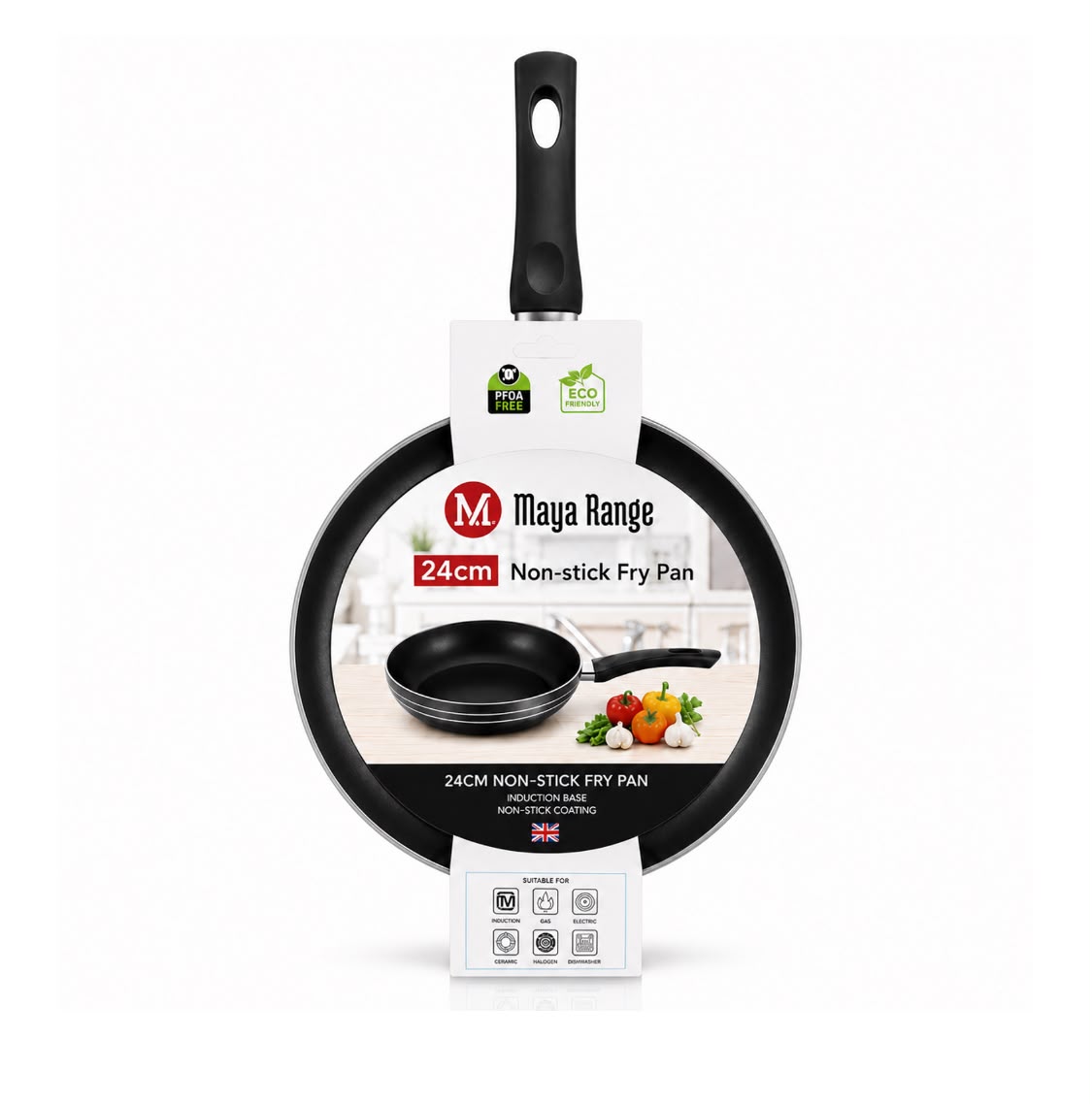 24cm Black Non-Stick Induction Pressed Frypan 2.0mm SKU MR1259