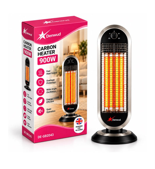Denwud Carbon Heater – 3 Bar, 900W, Wide-Angle Oscillation SKU DEGB2043 / 2043