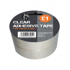 Clear Adhesive Tape for Sealing and Wrapping 24mm x 20m 2 Pack SKU A2457