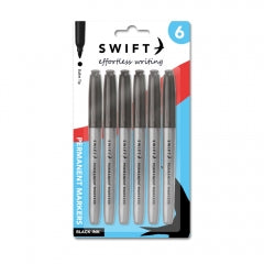 Permanent Markers, 6pk Black 19.5x10.5x1.5cm 65 SKU P3108