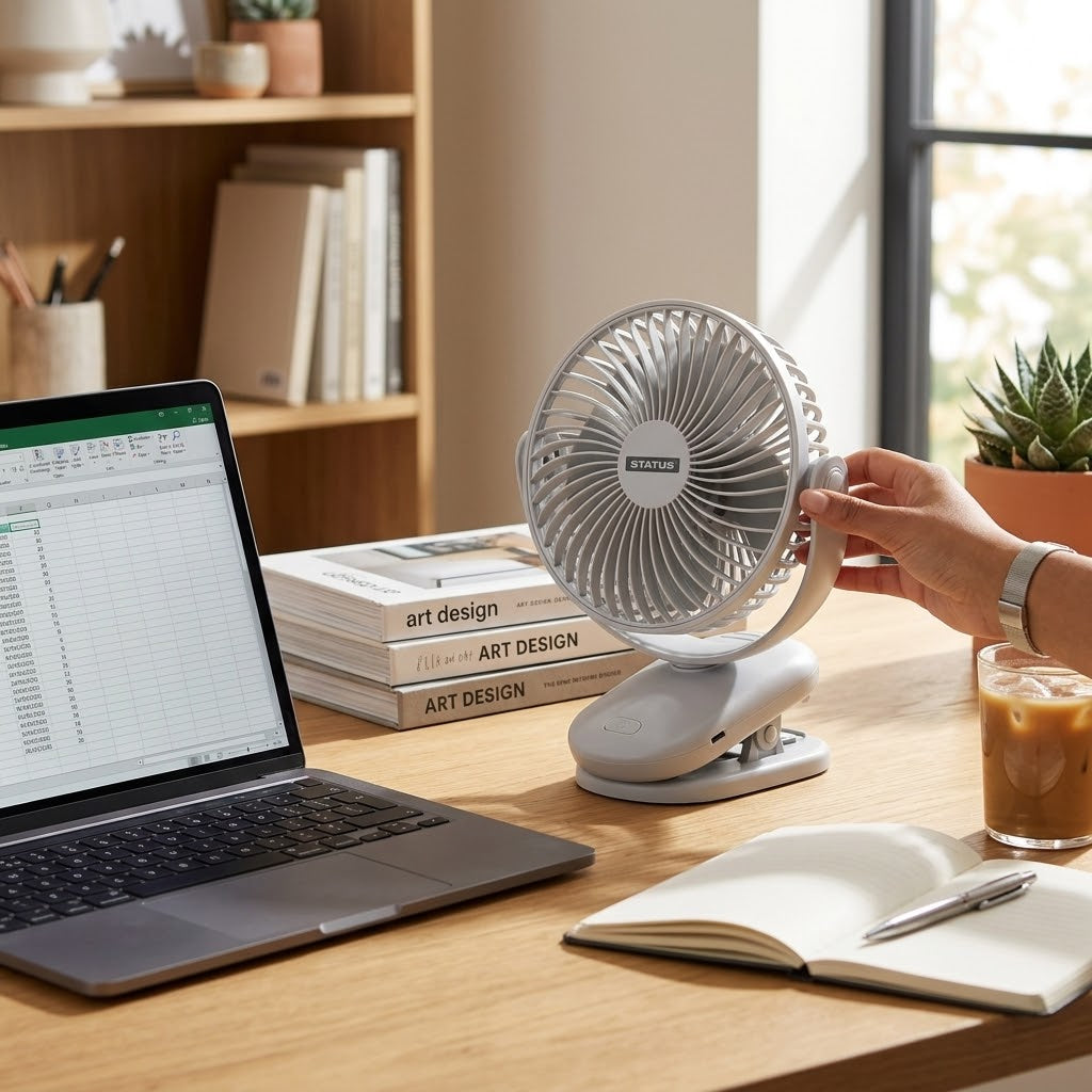 6" USB Rechargeable Desk &amp; Clip-On Oscillating Fan, 4-Speed, Timer, SKU ST213/CF6