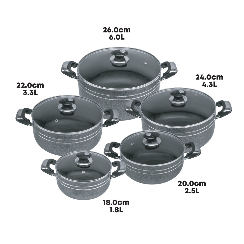 Una Non-stick Athena Stockpot Set of 5 18-20-22-24-26cm 2733 (Big Parcel Rate)