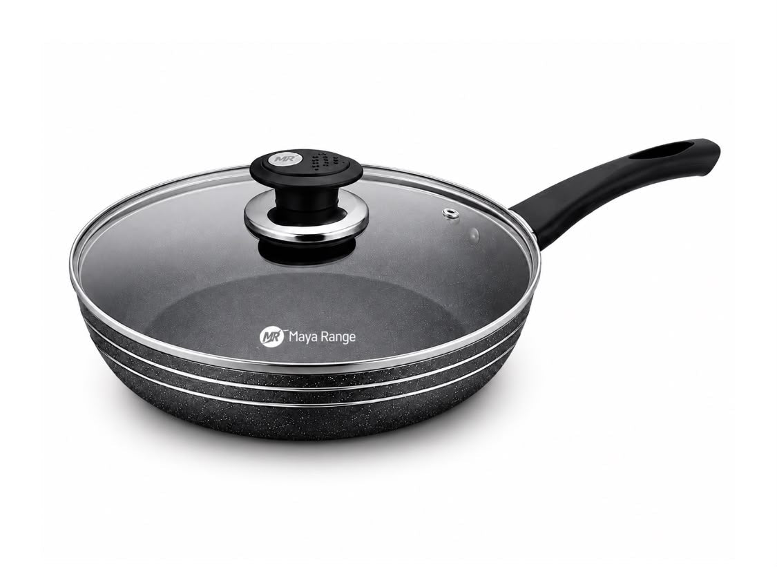 28cm Black Non-Stick Frypan with Lid 2.0mm SKU MR1272