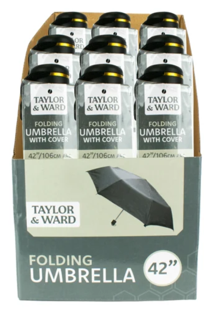 Black Folding Umbrella 42" 320g SKU 319192