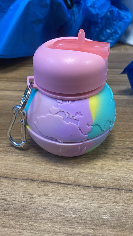 Foldable Collapsible Nature Water Drinking Bottle 500ml Globe Design 175g Assorted Designs SKU 7903