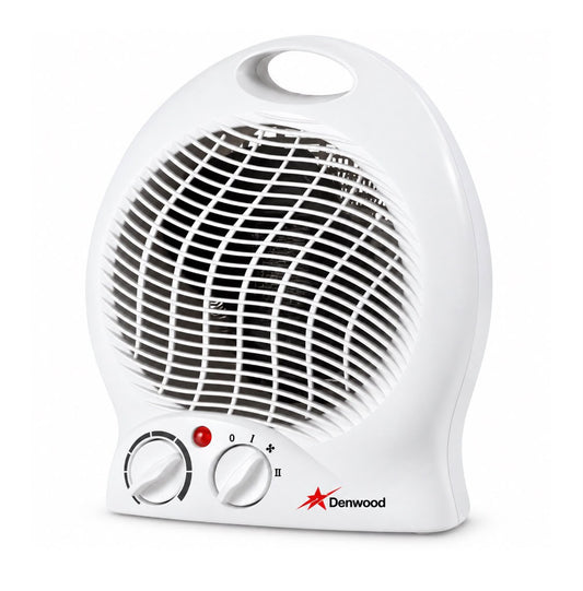 Denwood Fan Heater – White, 2000W, Side-by-Side Knobs, Adjustable Thermostat SKU DEGB2035 / 2035