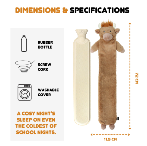 2L Long Hot Water Bottle with Sherpa Cover SKU 9318