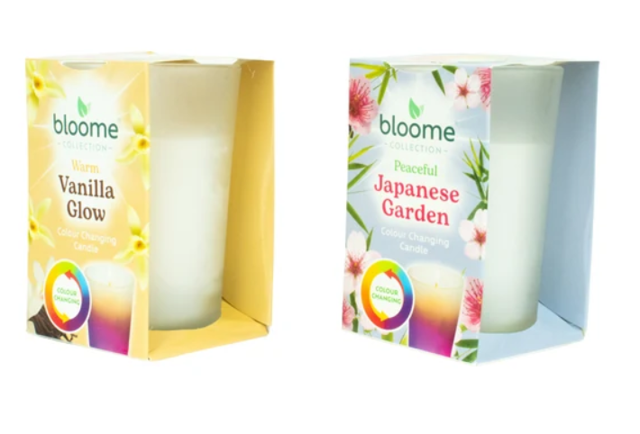 Bloome Assorted Fragranced Colour Changing Glass Candle 360g SKU 316156