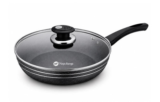 18cm Black Non-Stick Frypan with Lid 2.0mm SKU MR1267