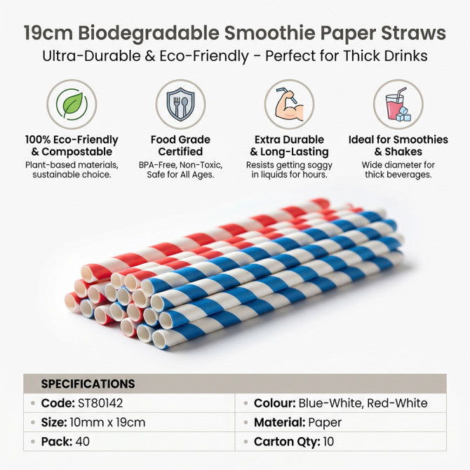 Biodegradable Paper Straws 6MM x 190MM 50pack ST80141