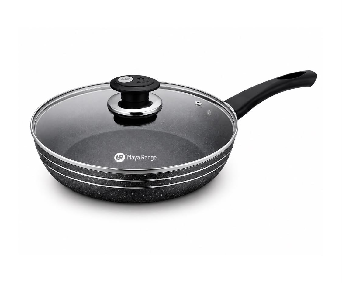 22cm Black Non-Stick Frypan with Lid 2.0mm SKU MR1269