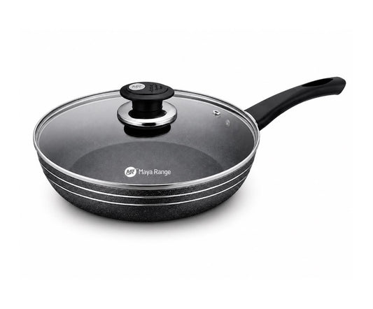 22cm Black Non-Stick Frypan with Lid 2.0mm SKU MR1269