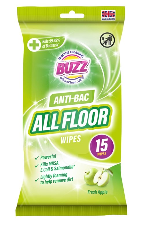 Buzz All Floor Antibacterial Wipes 15 Pack Apple 321596 / 324257