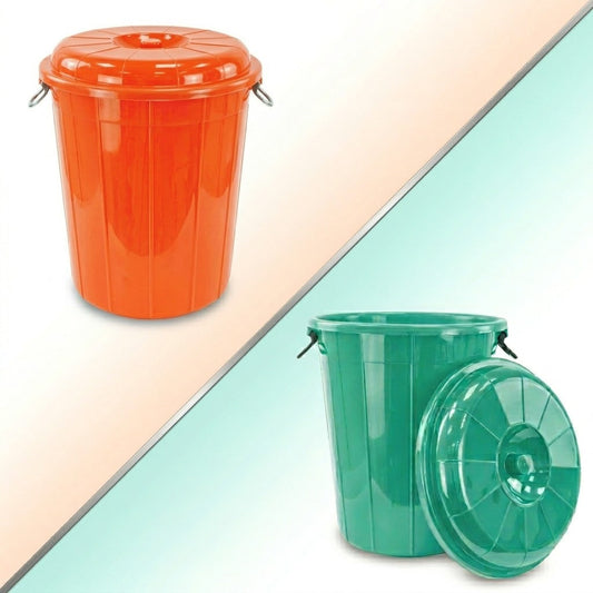 100L Plastic Eco Storage Drum Bin Bucket with Dual Side Handles, Assorted Colours – SKU Eco10000