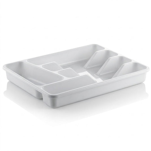 Hobby Small Cutlery Tray for Kitchen Drawer Organisation 34 x 26.5 x 4.5 cm White SKU 041200