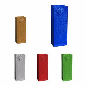 Assorted Colour Holographic Party Birthday Wine Bottle Gift Bags 12.5 x 35 cm P2702