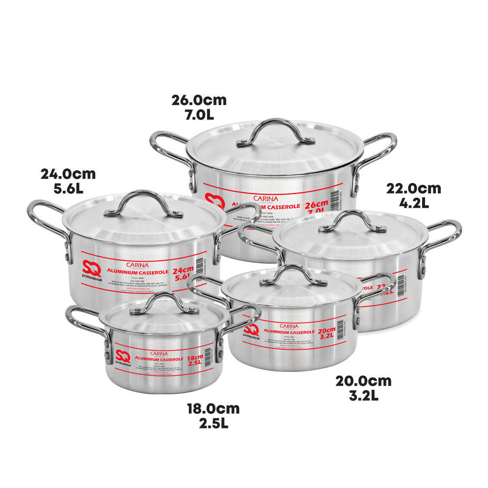 SQ Professional Galaxis Carina Aluminium Casserole Set of 5 18-20-22-24-26cm 2159 / 4881  (Big Parcel Rate)