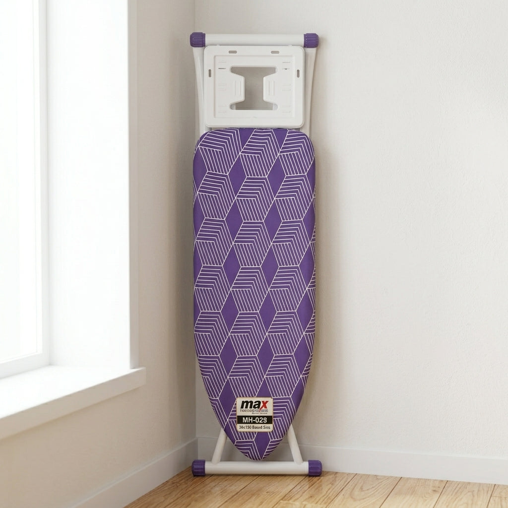 Max Housewares Ironing Board 38 x 120cm Adjustable Height Mesh Surface White Legs SKU MH-028