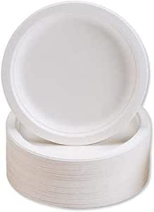 Disposable Compostable Eco-Bio Bagasse Sugarcane Plates 10" Pack of 50 EC0089 (Parcel Rate)