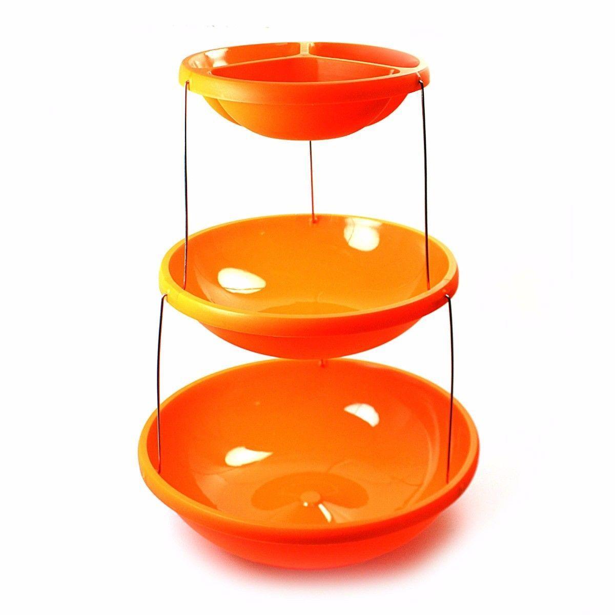 Plastic Twist Fold Party Food Serving Bowl 3 Tiers Assorted Colours 4512 (Parcel Rate)