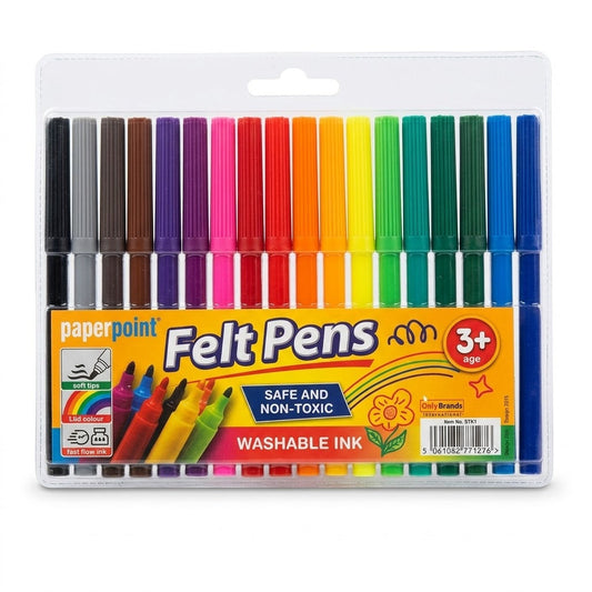 Felt Pens with Paper Point, Safe Non-Toxic Washable Ink, SKU STK1