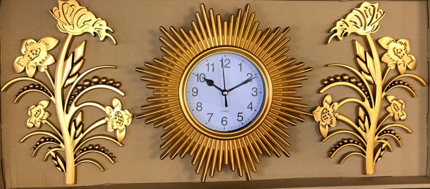 Plastic Wall Clock and Decal Set 3pcs 25 cm Assorted Colours and Designs 6983 (Parcel Rate)