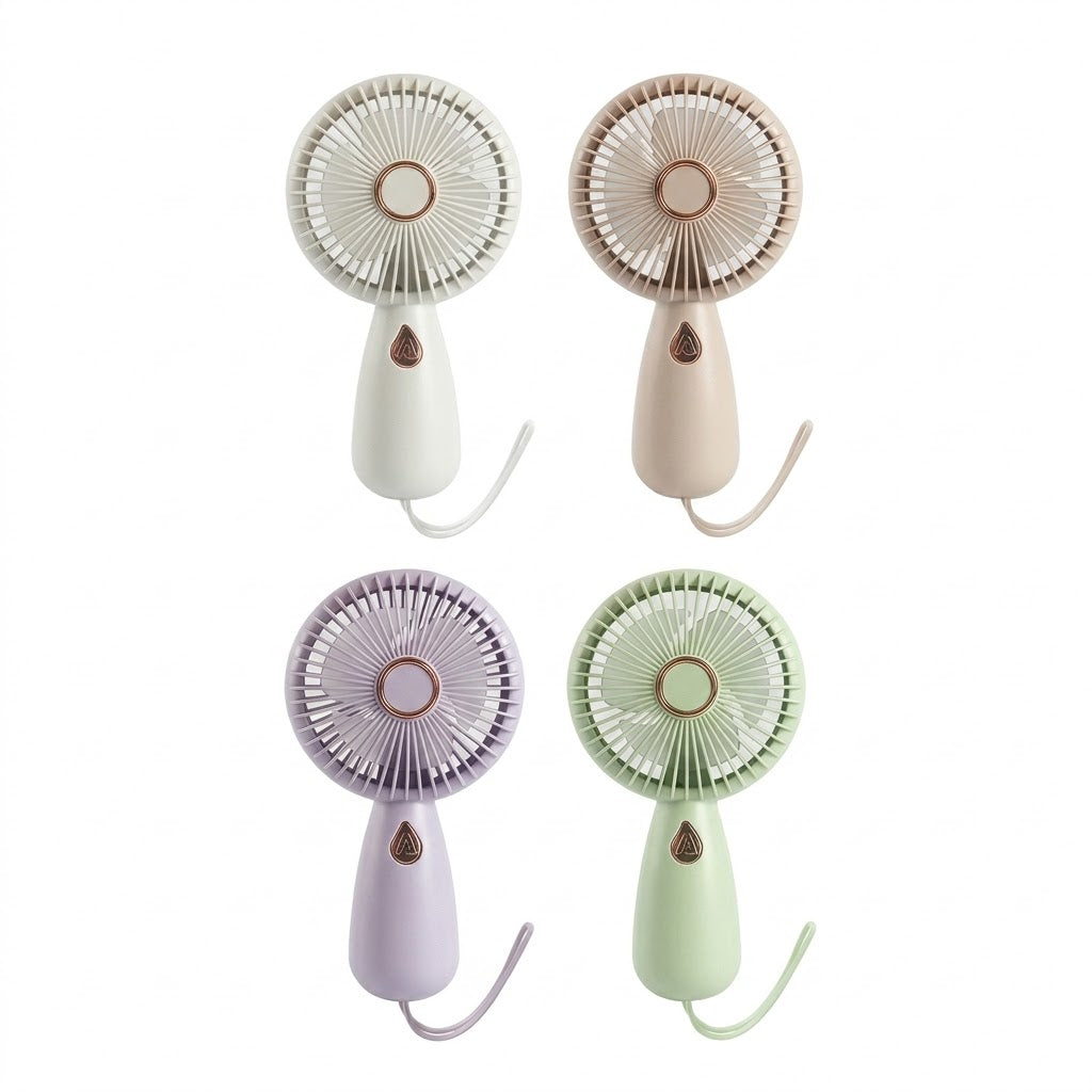 Mini Hand Fan with Strap 16cm USB Rechargeable Assorted Colours SKU 7411