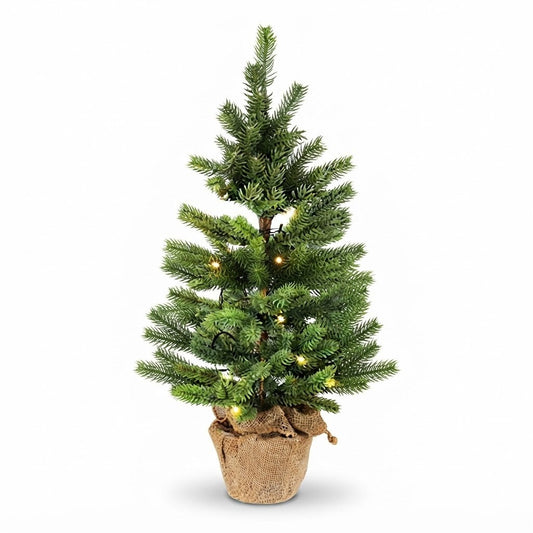 Battery-Operated Tree with 28 LEDs in Hessian Pot – 60 cm SKU 324397