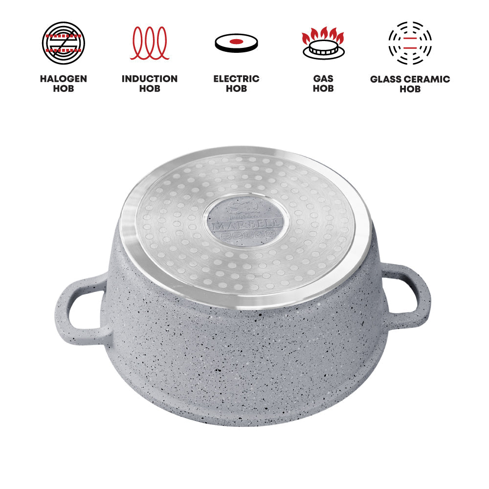 SQ Professional Nea Marbell Effect Diecast Stockpot Set of 5 Grigio 6761 (Big Parcel Rate)