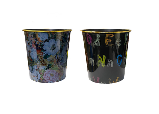 Plastic Printed Floral Design Paper Office Bin 22 x 21 cm Assorted Designs 6839 (Parcel Rate)