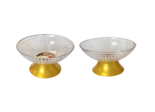 Clear Plastic Fruit Bowl with Stand Diamond Cushion Pattern 23 x 10 cm 6844 (Parcel Rate)