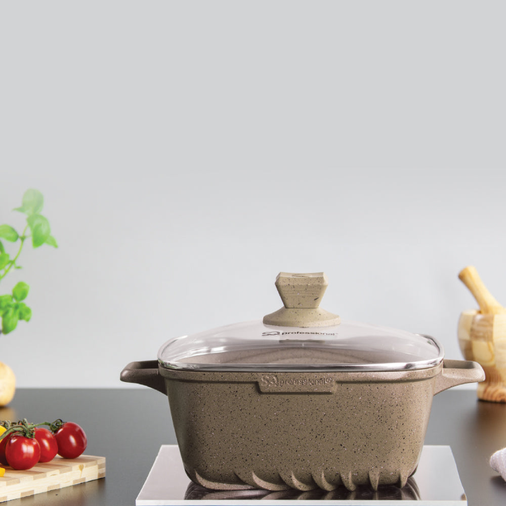 SQ Professional Nea Marbell Effect Square Stockpot Set of 4 Marfil 4927 / 6904 (Big Parcel Rate)