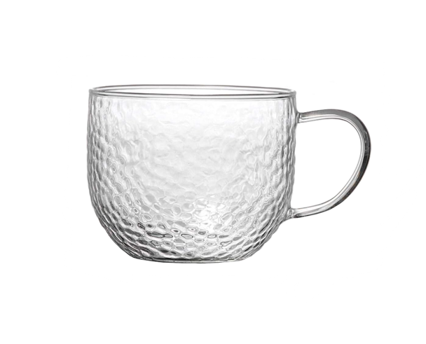 Textured Large Clear Glass Breakfast Yoghurt Milk Tea Cup 10 x 8 cm 7055 (Parcel Plus Rate)