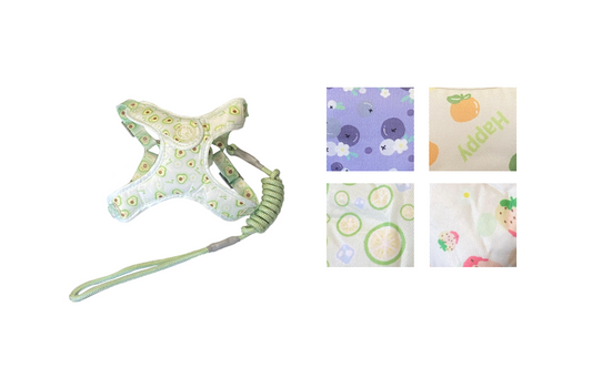 Pastel Dog Leash Lead with Soft Harness Vest with Bell 115cm Assorted Designs and Colours 7862