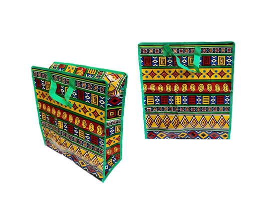 Medium  Plastic Shopping Laundry Bag with Printed Design 40 x 45 x 18cm Assorted Designs 7947 (Parcel Rate)