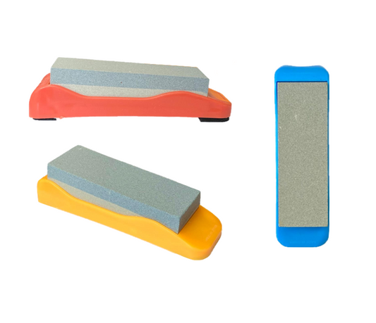 Rectangular Knife Sharpening Stone Water Whetstone with Plastic Holder 14.5 x 4.3 x 3.9cm Assorted Colours 7982 (Parcel Rate)